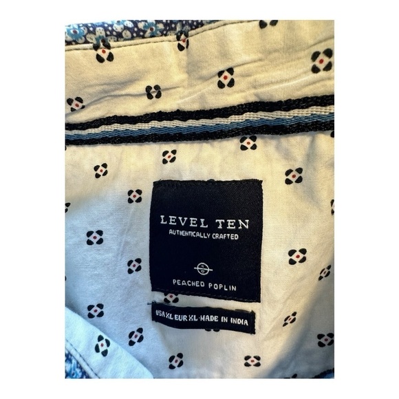 Level Ten Peached Poplin Button-Up Shirt Short Sleeve Floral Collared Size XL - Picture 6 of 9